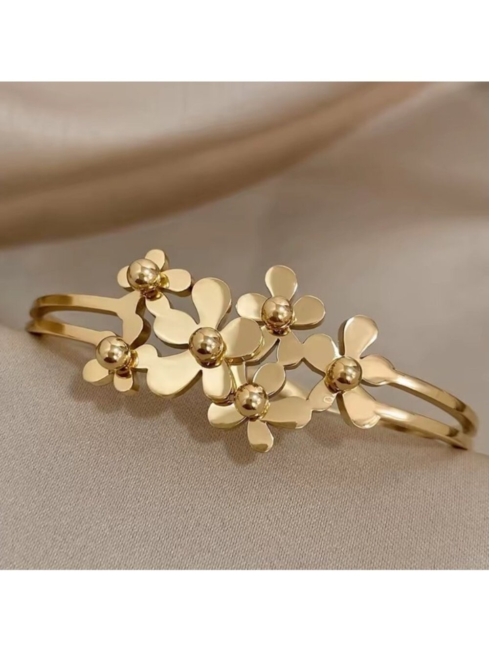 Classic Gold Floral Bangle Bracelet - Picture 4 of 6
